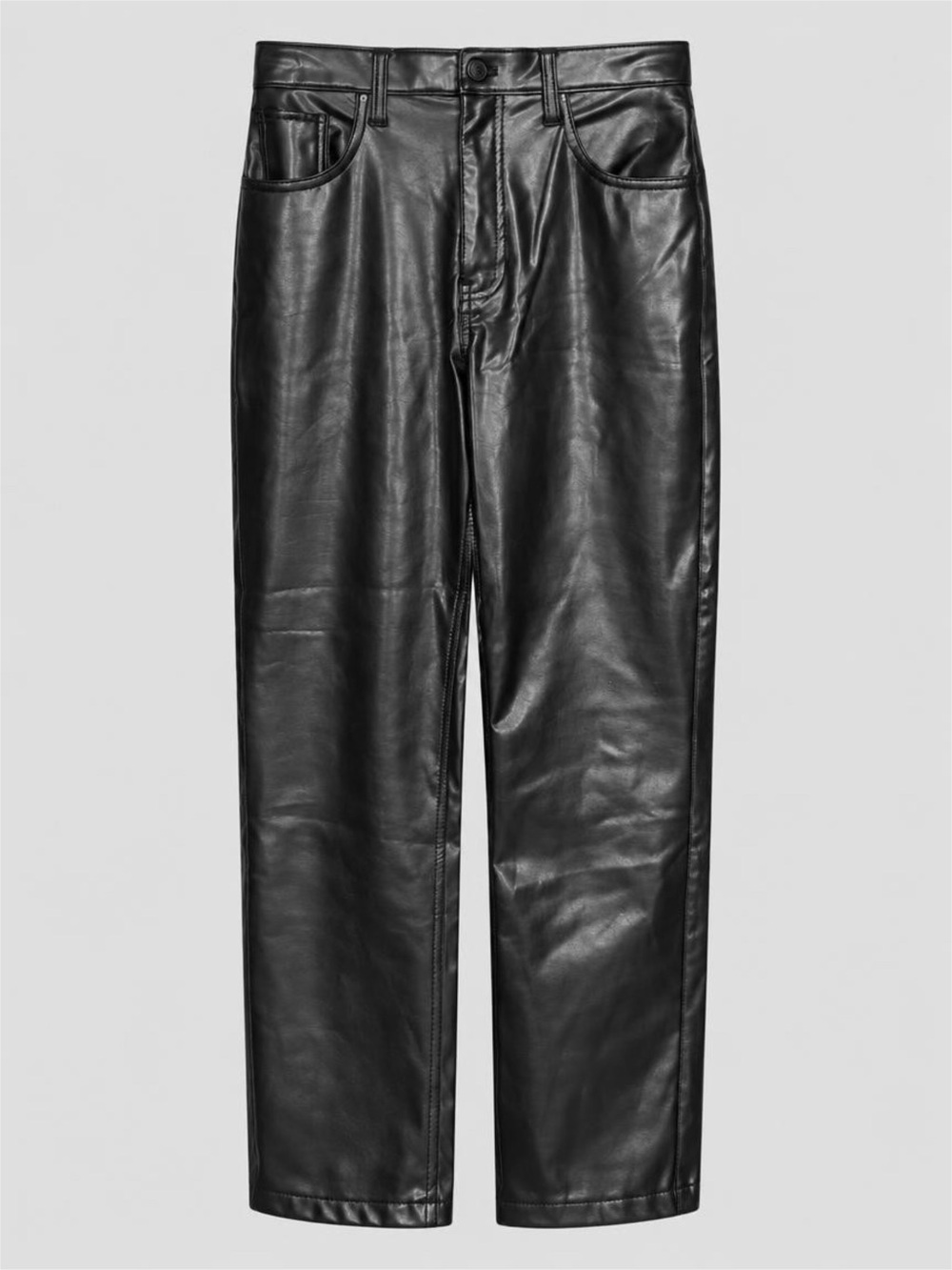 Abercrombie 90s Straight Ultra High Rise Faux Leather Pants Black 27 4S